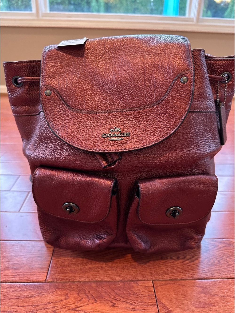 NWT Coach Mickie F36683 Metallic Cherry Leather Backpack